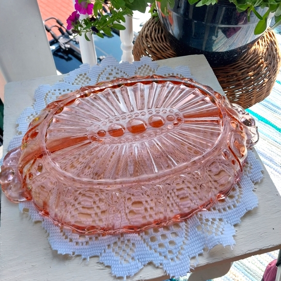 Pink Depression Glass Divided Dish - Picture 2 of 3